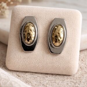 Two-Tone Hammered Earrings - Gold & Silver